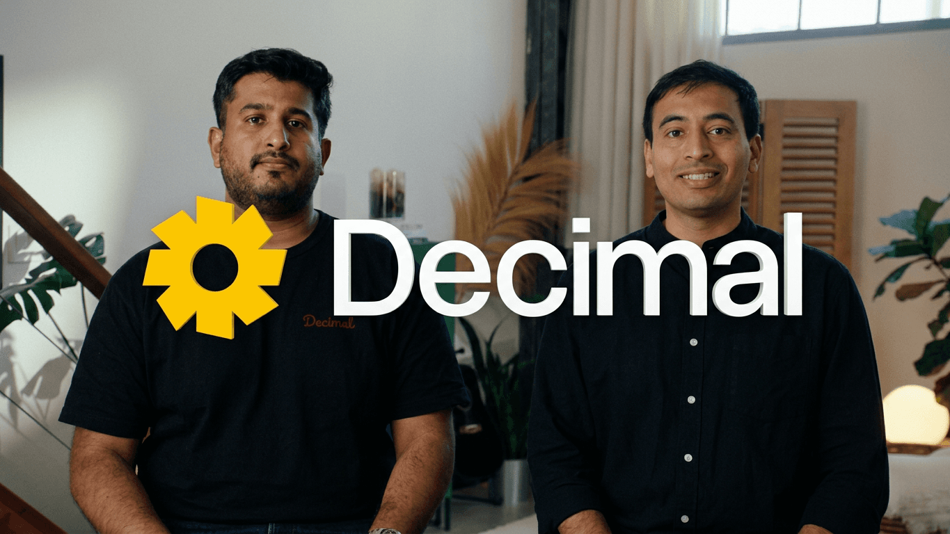 Decimal co-founders with the Decimal logo