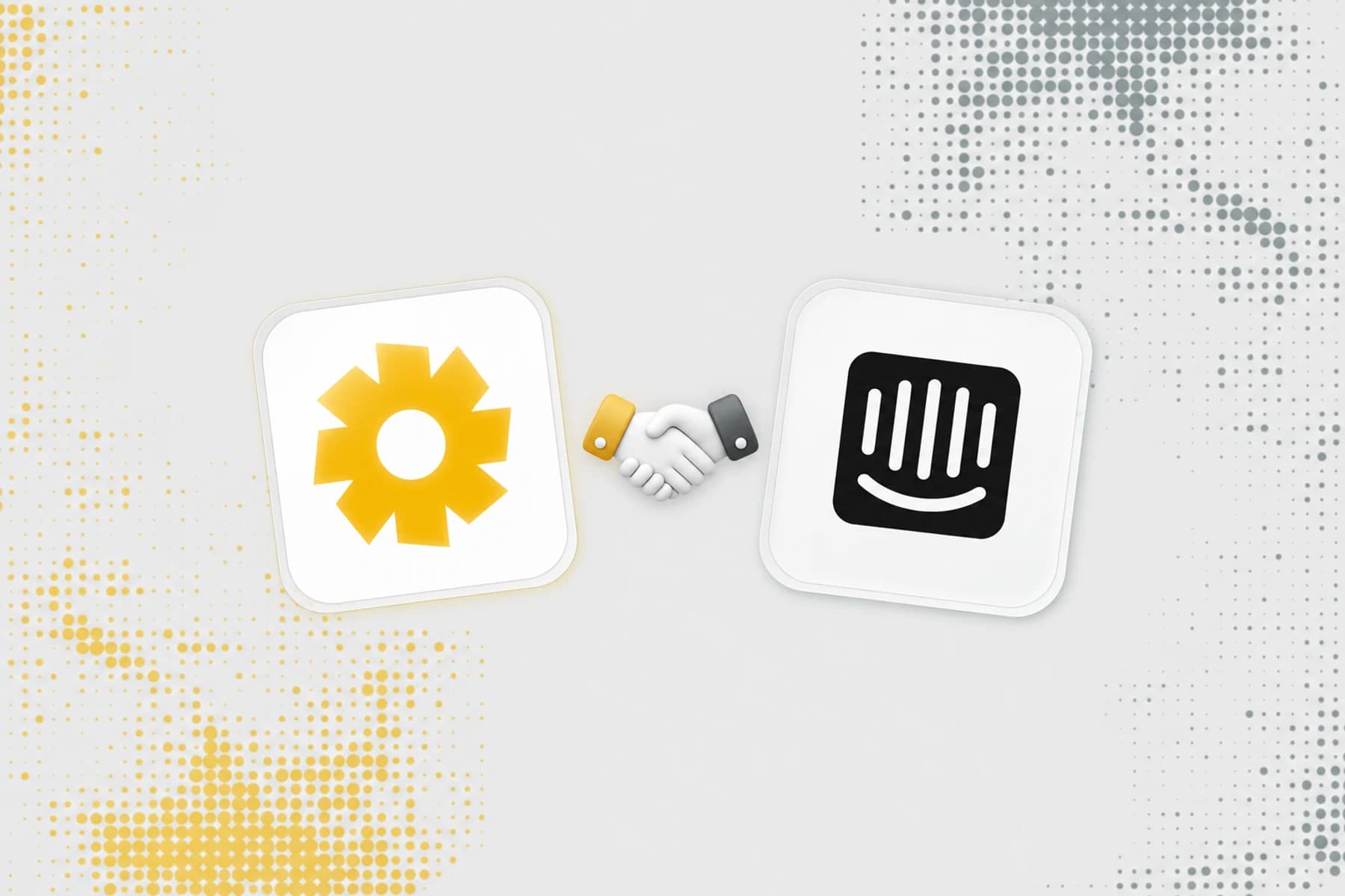 Decimal and Intercom logo tiles with a handshake between them